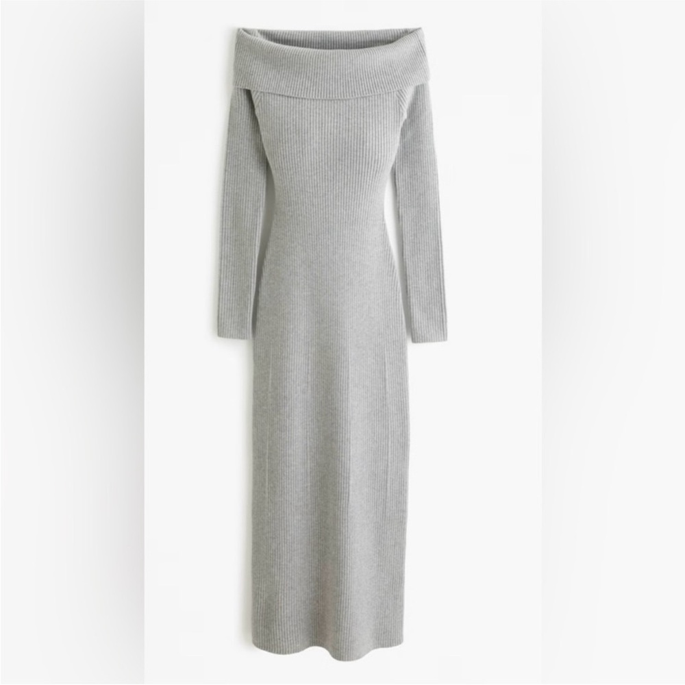 Abercrombie & Fitch Gray Off the Shoulder Sweater Dress